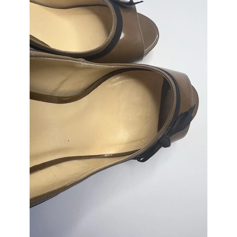 Kate Spade New York Women Patent Leather Classic Pump Brown 9B Formal Work Money